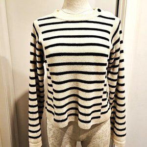 Vince Ecru & Black Striped Cashmere Blend Sweater, XS